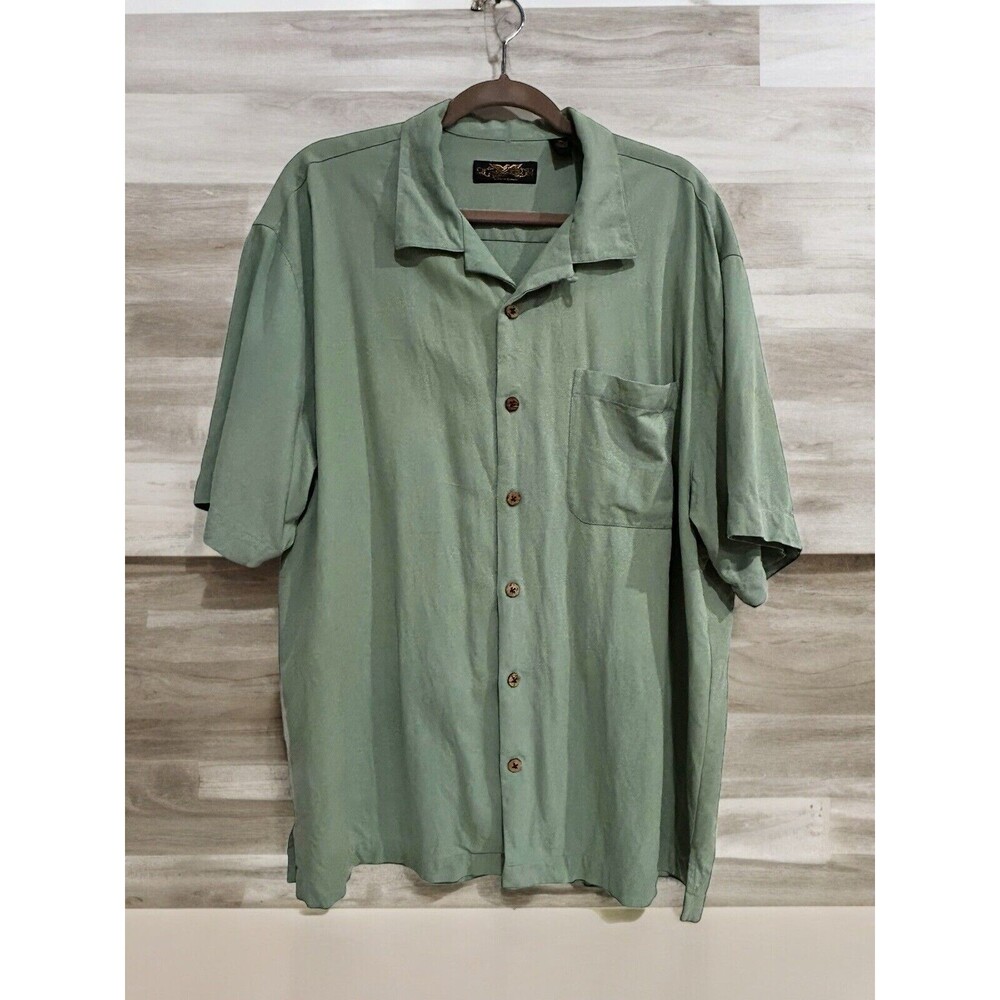 Eagle Dry Goods Co Signature Sage Green XL Mens Button Up Shirt 100% Silk